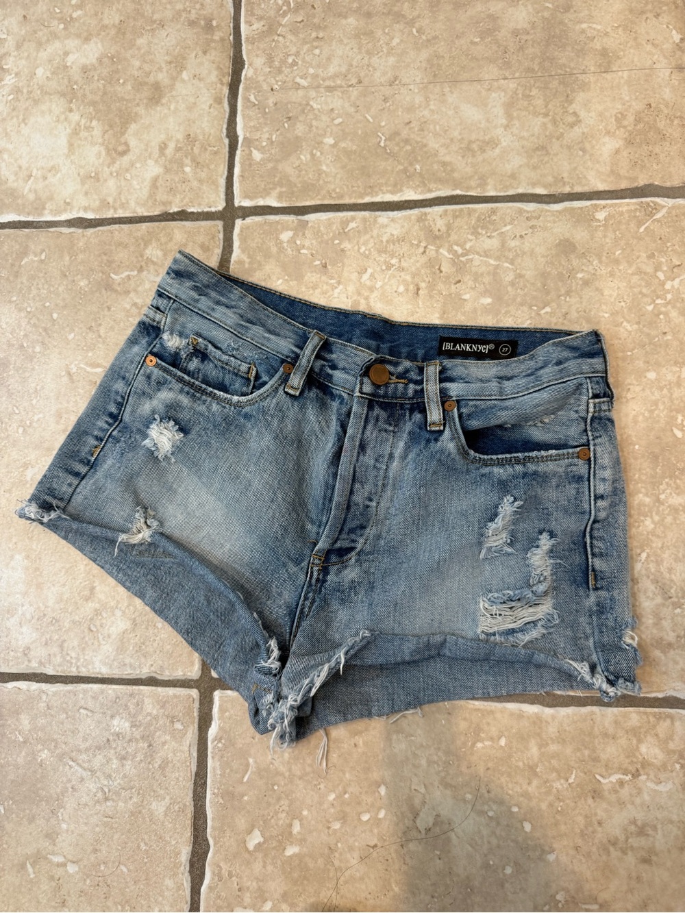 Blank NYC Light Blue Distressed Denim Cutoff Shorts size 27